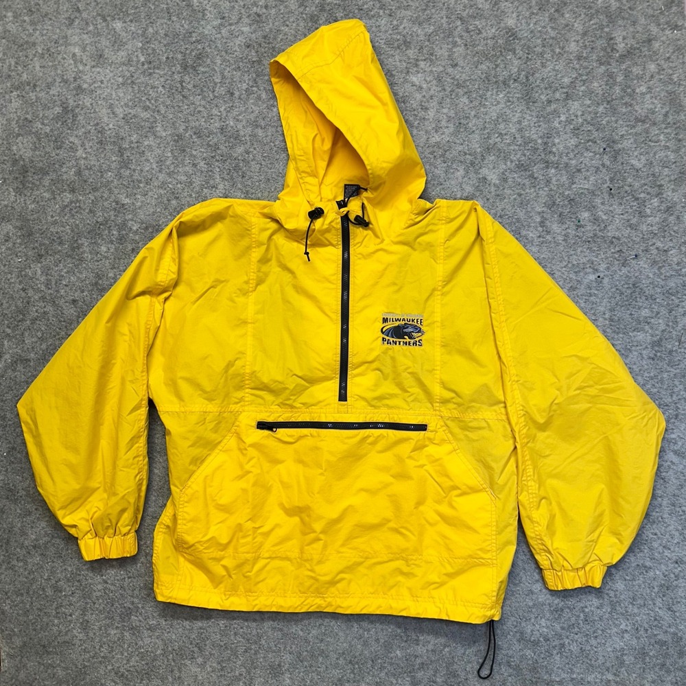VTG Vantage UW-Milwaukee Panthers Anorak Jacket Men M Yellow Half Zip Pullover